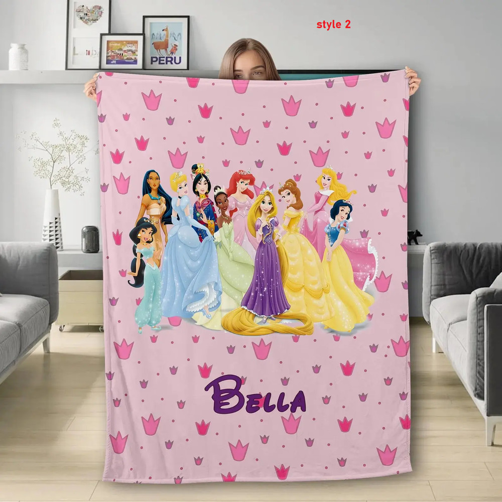 Custom Kids Princess Blanket – Personalized Name Flannel Throw