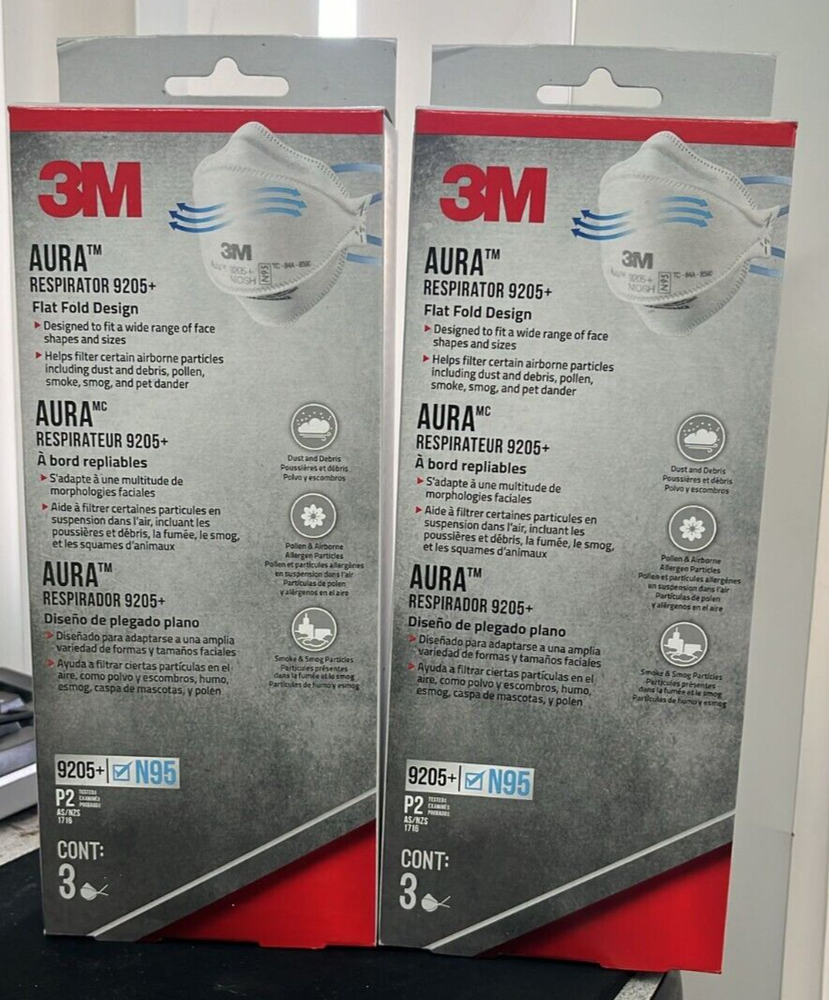 Disposable 3M Aura 9205+ 6ct N95 Mask
