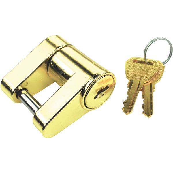 (6)-Solid Brass 1/4" Pin Size Trailer Coupler Hitch Keyed Padlock Lock. 37401