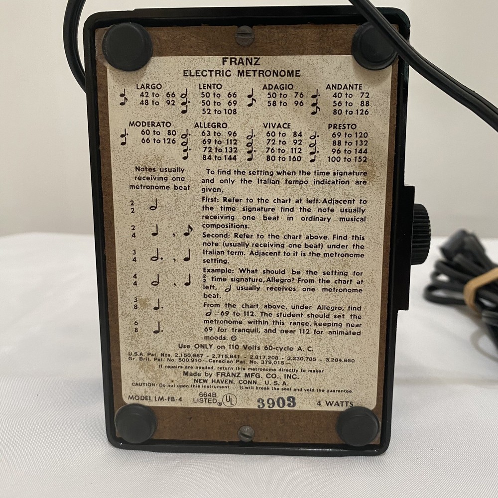 Franz Electronic Metronome LM-FB-4 Black Bakelite Tested Working
