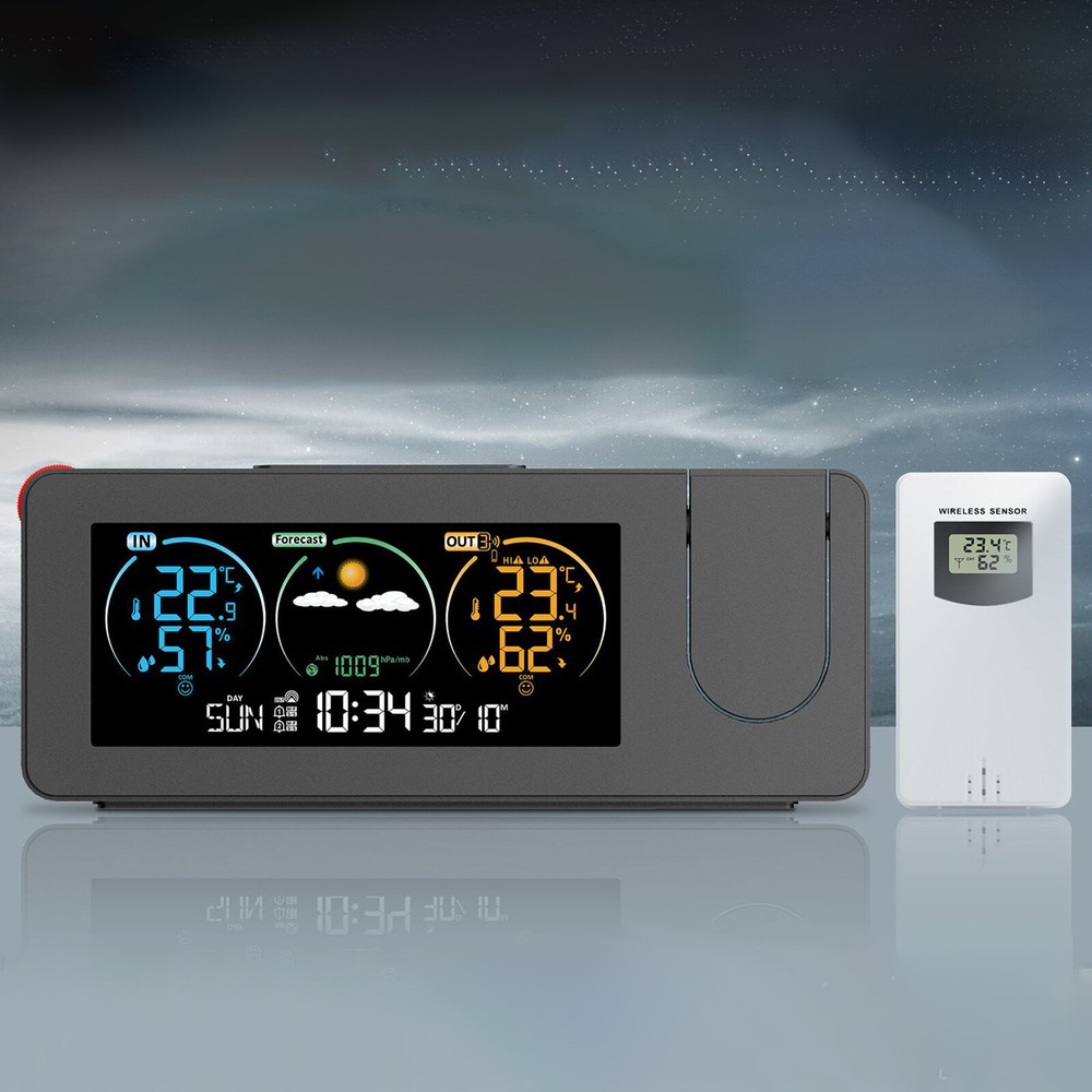 Alarm Clock Digital Clock Projector On Ceiling With Indoor Outdoor Temperature