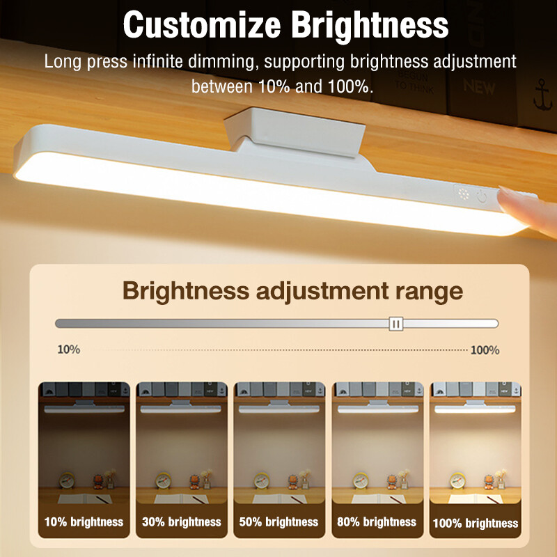 USB Rechargeable 3 Color Modes Dimmable Under Desk Lighting for Reading Bedroom