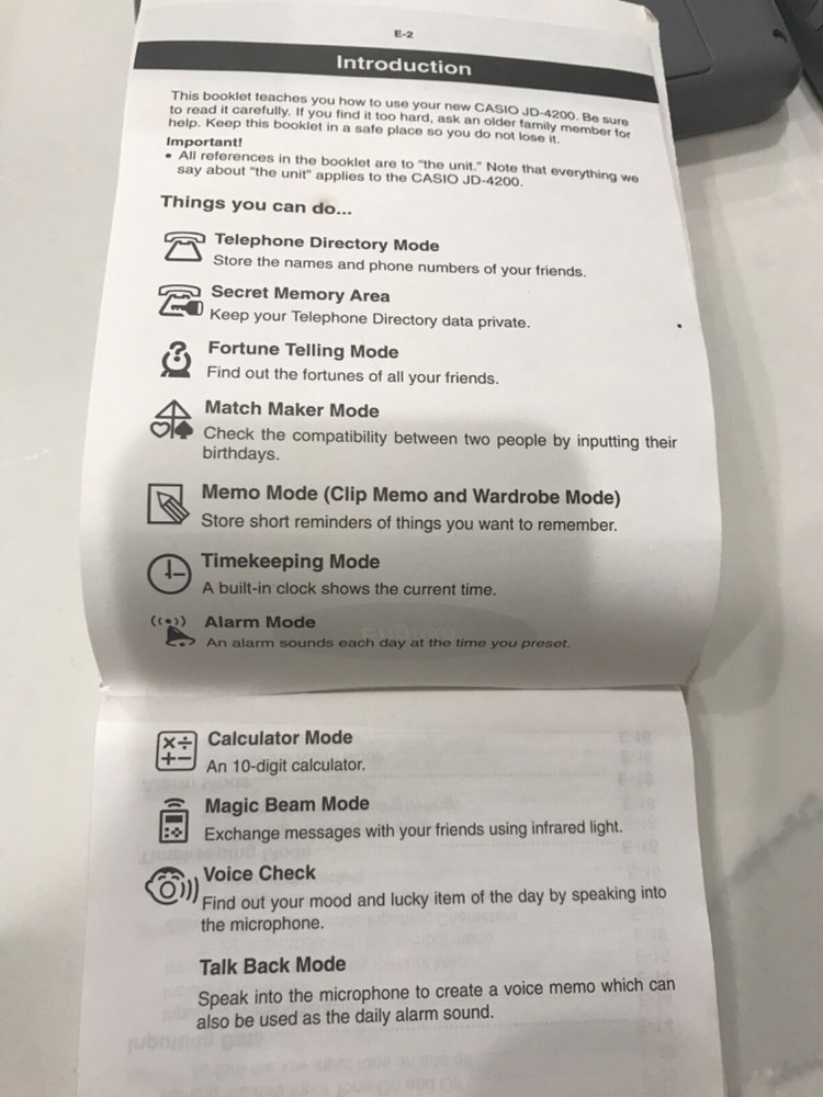 Set of 2 CASIO walking TALKING DIARY