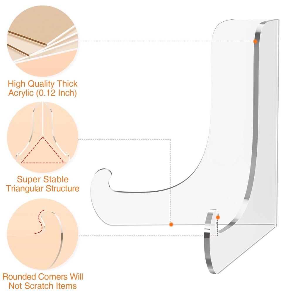 Dooiclear 5 Pack Acrylic Display Stand, Plate Stand for Display, Clear Easel ...