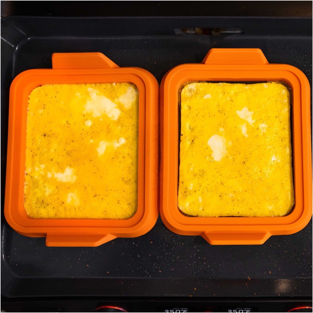 Silicone Circle Egg and Square Omelet Ring Set in Orange Kitchen Tools, 3-Piece