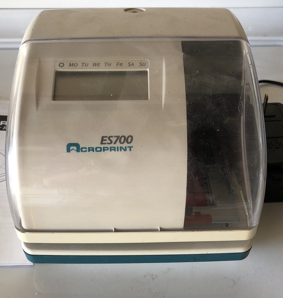 Acroprint ES700 Electronic Time Clock Tested and Working NO KEY