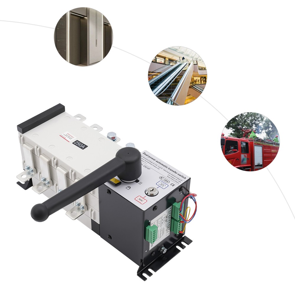 Transfer Switch 250A 4-Poles AC 110V Grid to Generator Industrial Automatic