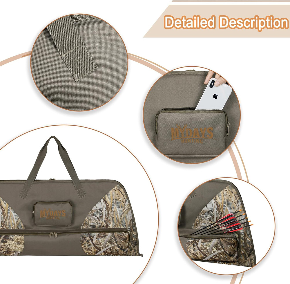 Compound Bow Case,Feigeer Camo Soft Bow Case with Thick Protective Foam Padding