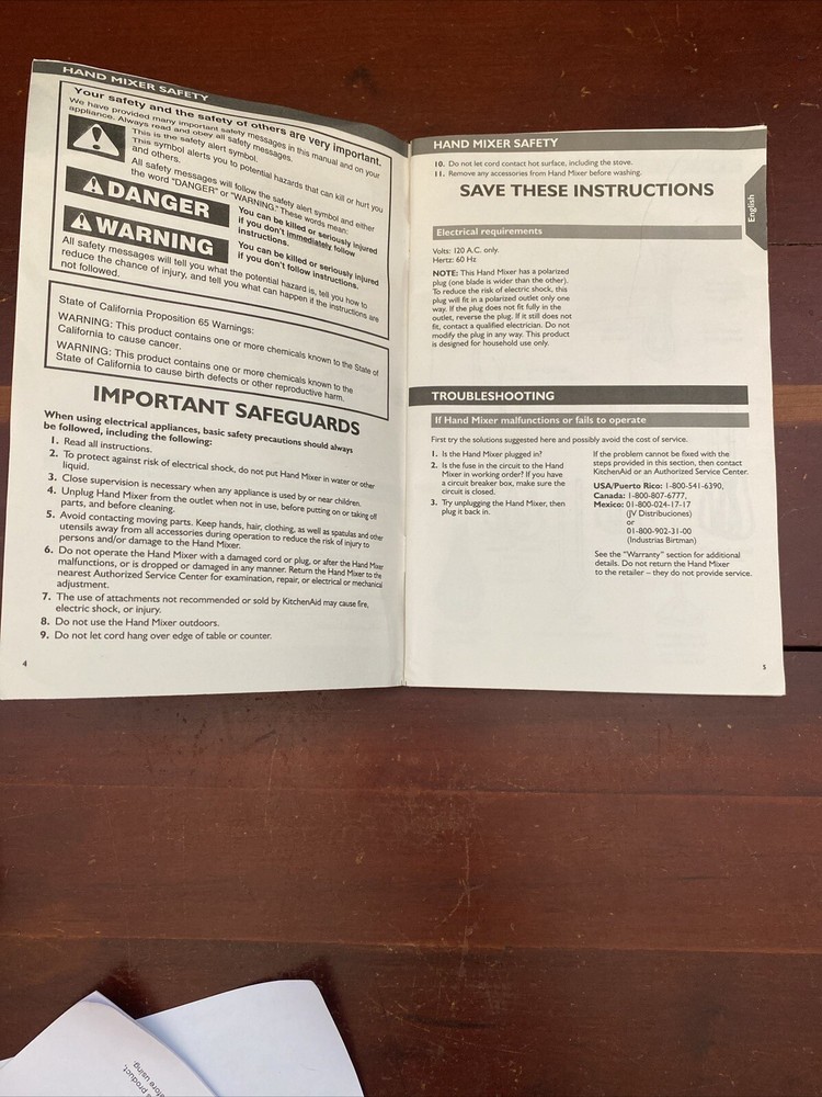 KitchenAid Hand Mixer KHM72 & KHM92 Instruction Book
