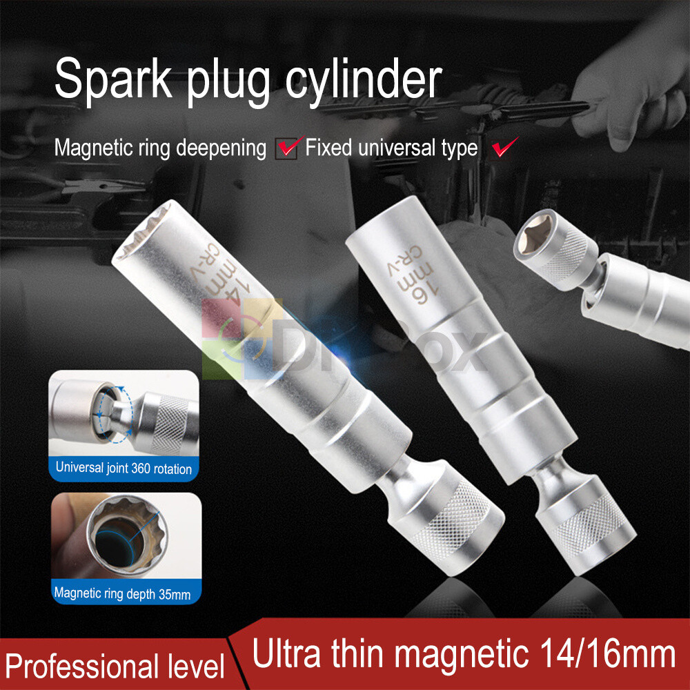 14&16mm 3/8" Drive Thin Walled Magnetic Spark Plug Socket Remover Installer Tool