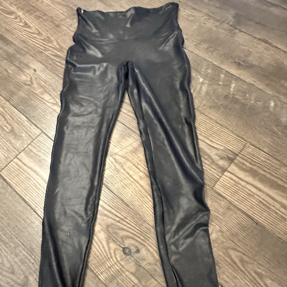 Spanx Black Faux Leather Leggings Size Large