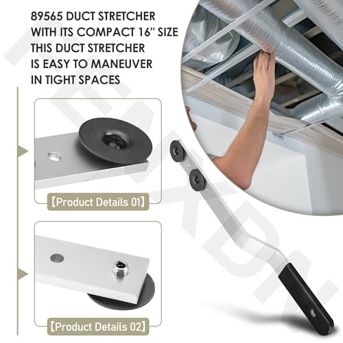 89565 Duct Stretcher Tool, 16" Metal Duct Sheet Tool with Offset Handle &