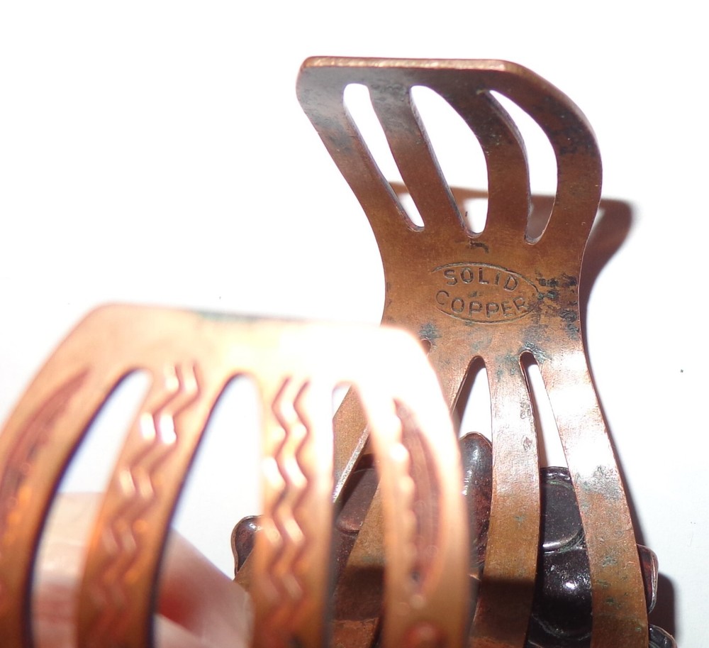 2 Vintage COPPER BRACELETS STATEMENT TURQUOISE?? BLUE STONES & NARROW BANGLE