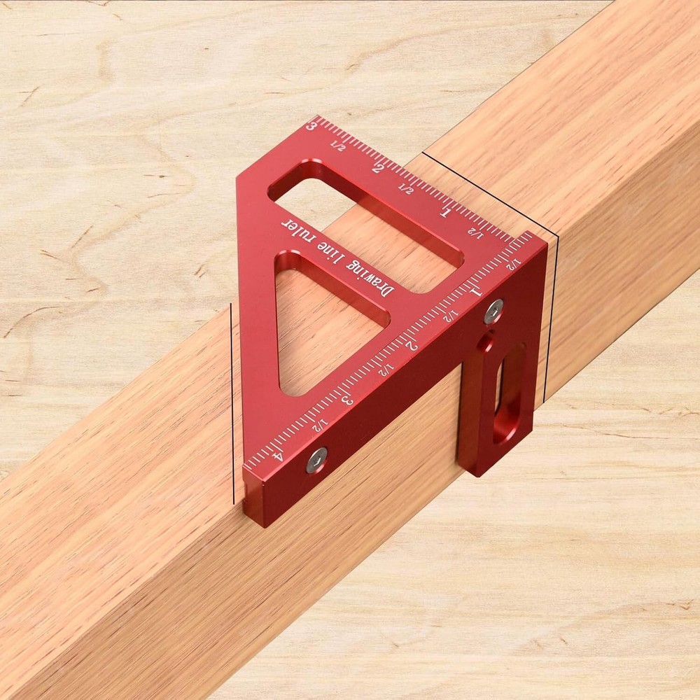 3D Multi Angle Measuring Ruler Precision 45/90 Deg Woodworking Square Protractor