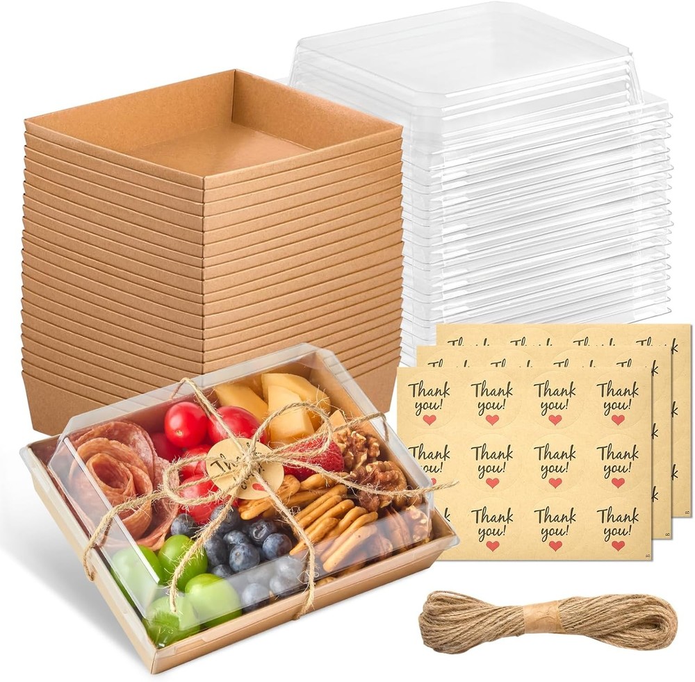 Inches Lar Charcuterie Boxes with Clear Lids, Disposable Bakery