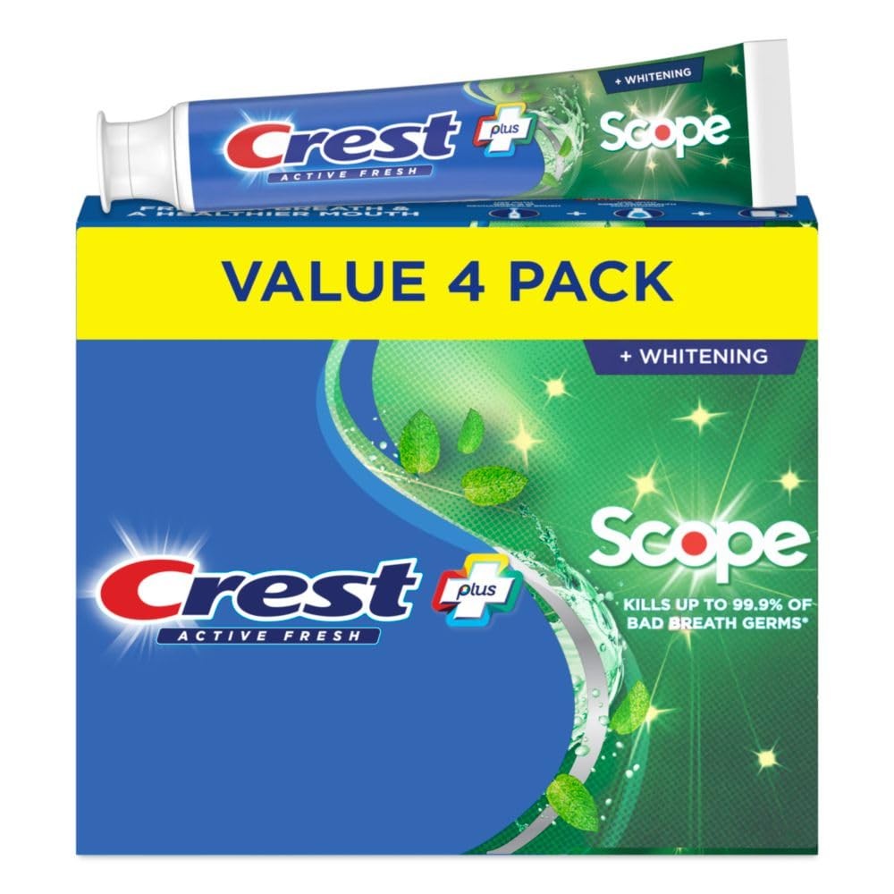 Crest Whitening Plus Scope, Complete Active Fresh + Whitening Toothpaste, 5....