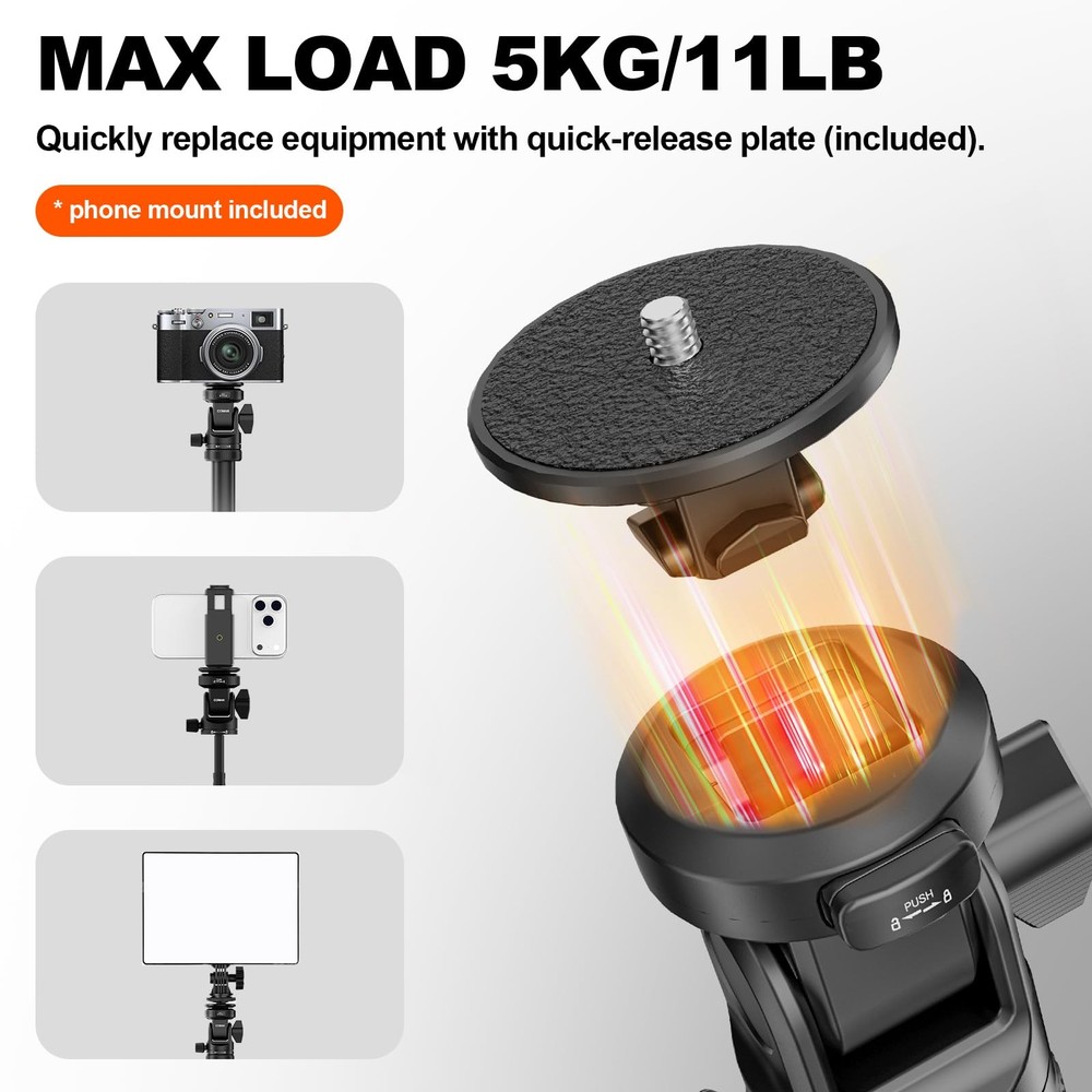 Light Stand 83.4" Adjustable with Quick-Release Ball Head | Portable
