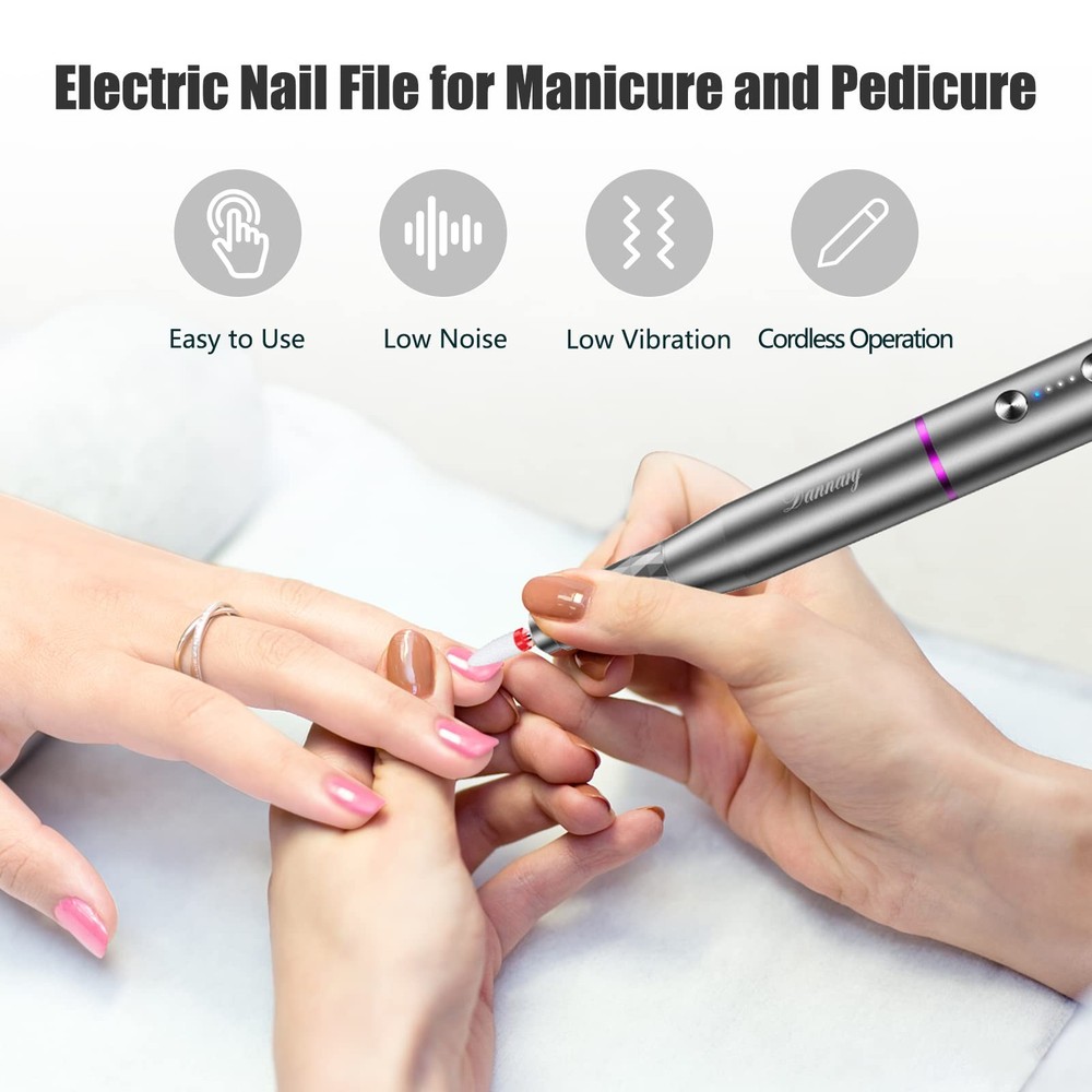 Nail Drill Machine Professional, Rechargeable Cordless Nail File with Bits Ki...