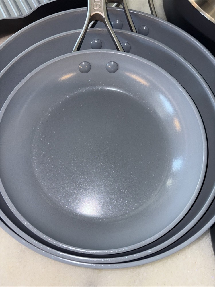 GreenPan Paris Pro 14 Piece Hard Anodized Ceramic Nonstick Cookware Set Display