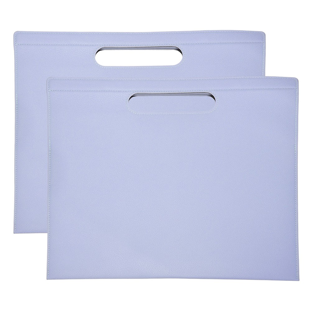 2Pcs PU Leather A4 File Folder with Magnetic Closure, Purple