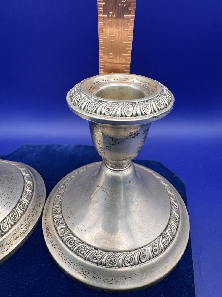 Gorham Sterling Silver 6779 Candlesticks Pair Cement Filled Reinforced