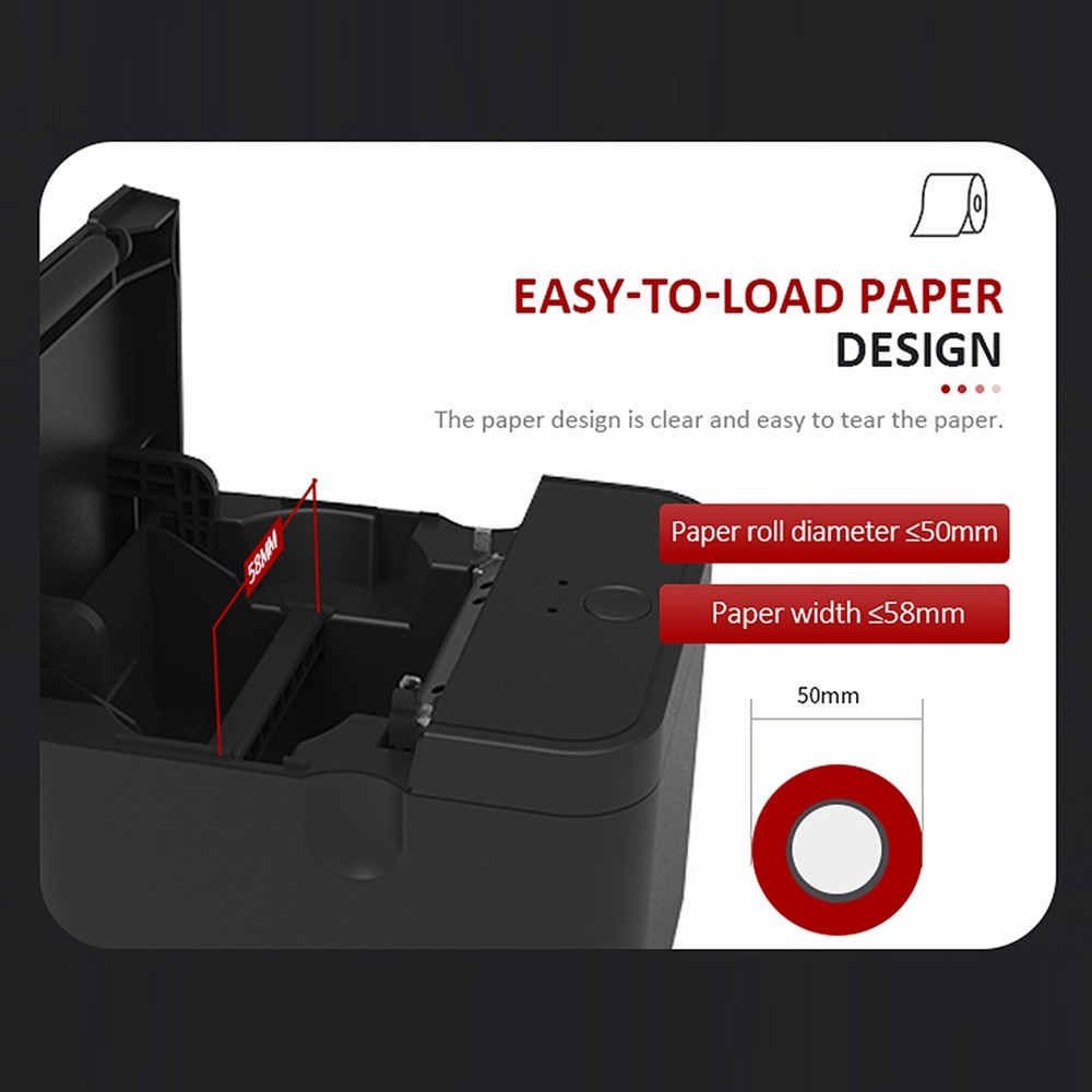 58mm Receipt Printer POS Printer USB+BT Desktop Direct Thermal Printing BRSD