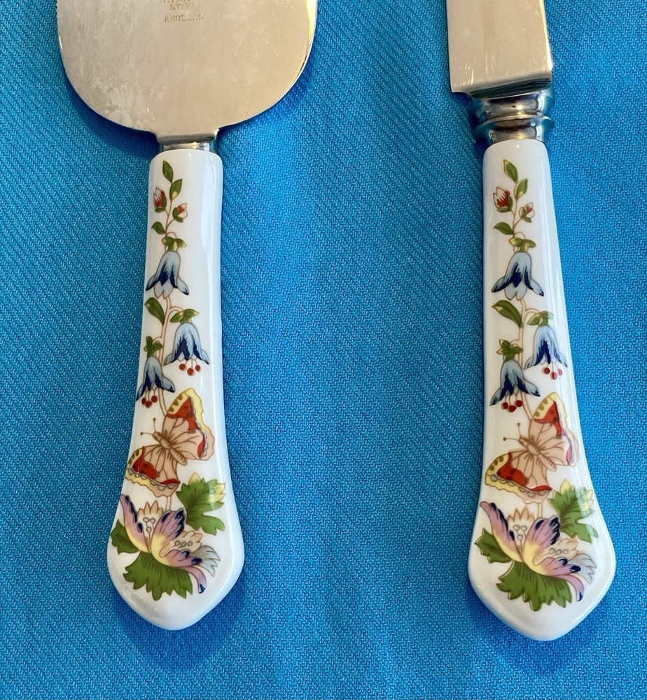 Aynsley Cottage Garden Cake Server And Knife Set With Boxes