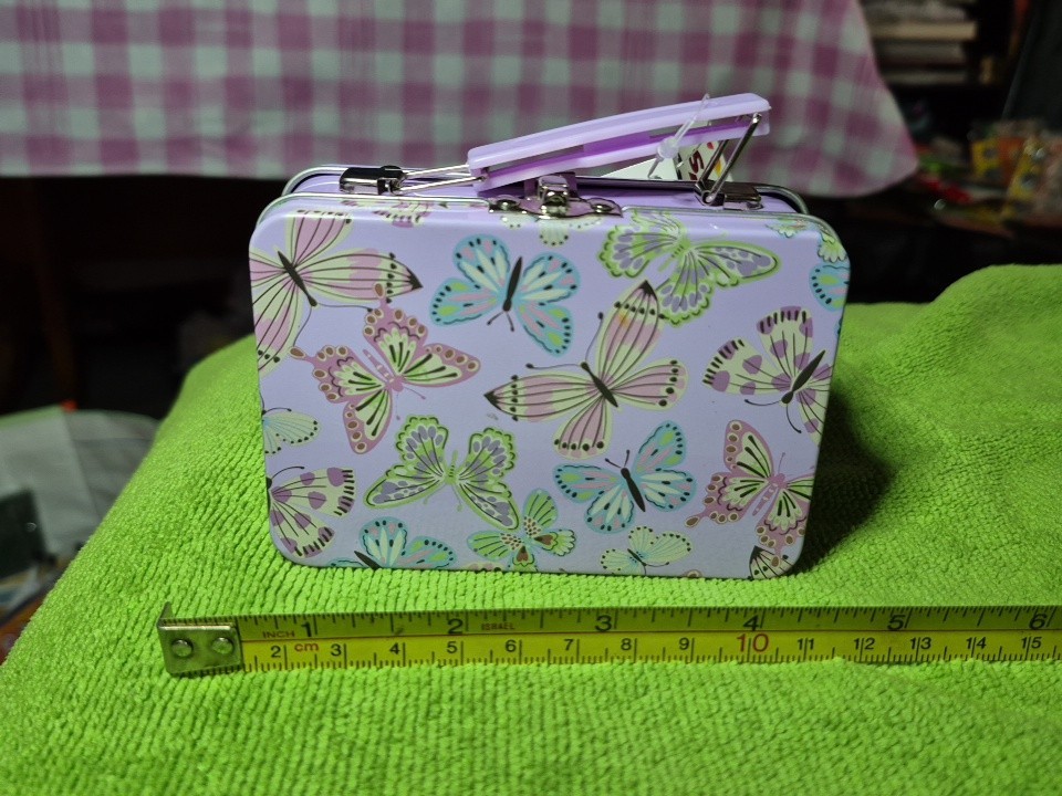 Claire's Metal Butterfly Mini Lunchbox Empty Storage Container