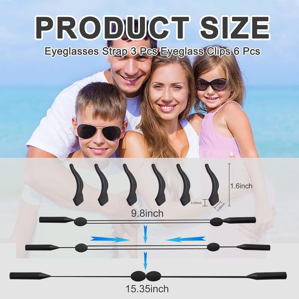 Eyeglasses Holder Strap, 3 Pcs Adjustable Eyewear String Lanyard Retainer with A