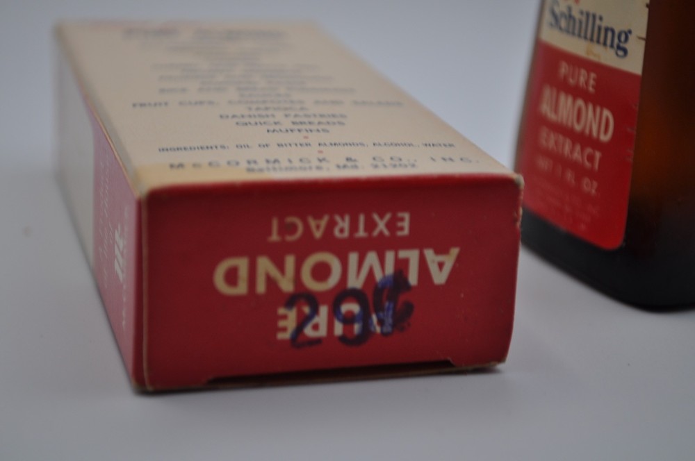 Vintage Schilling Almond Extract with Box Prop Pre Bar Code Empty Prop