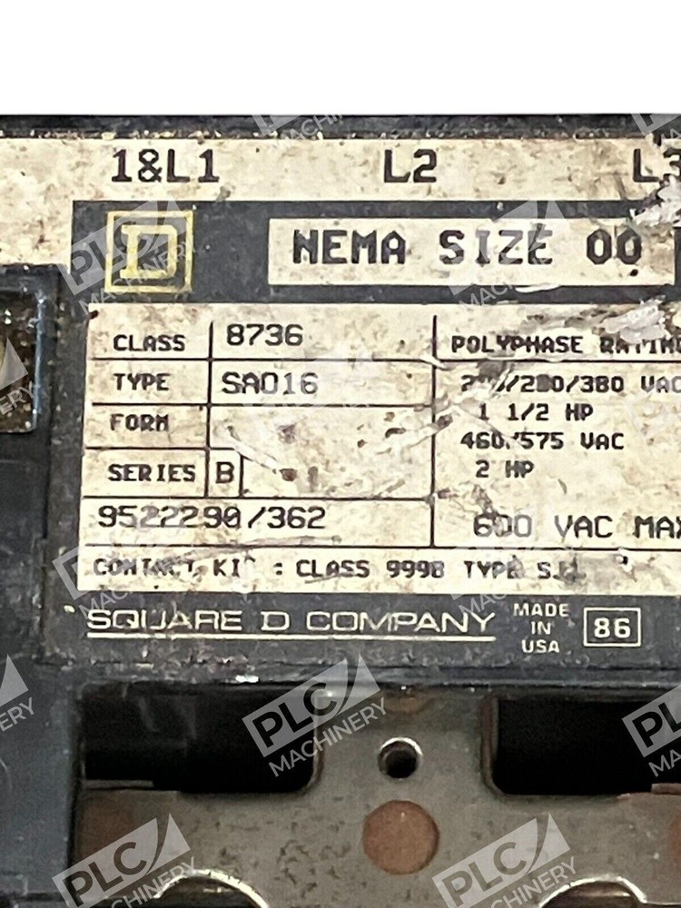 Square D Nema Size 00 Starter 8736-SAO16 B
