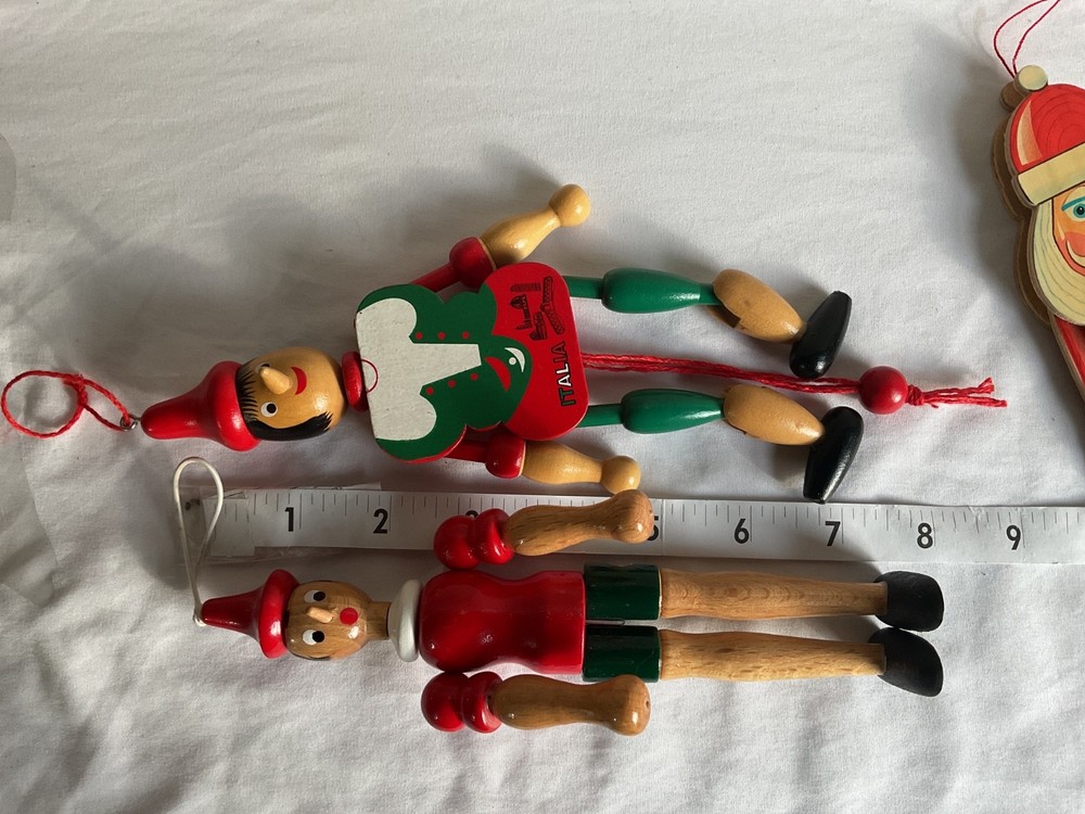 Italian Wood Pinocchio Jumping Jack Pull String & Nutcracker pull string toy