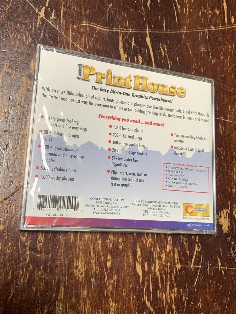 Corel Print House Computer CD - Windows 95 Disc ( New Sealed )