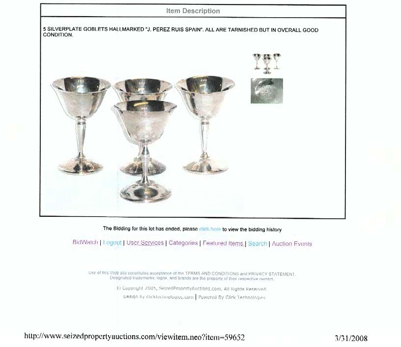 Silver Plated Goblets Set of 4