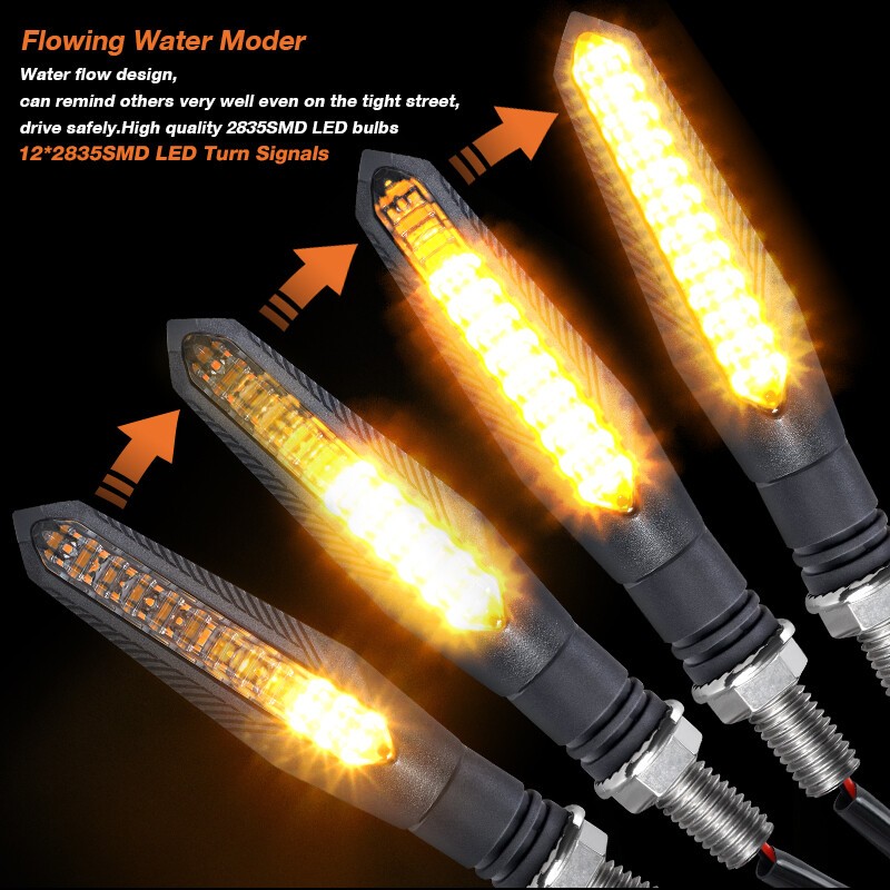 4X Sequential Flowing Motorcycle LED Turn Signal Blinker Light Indicator Amber