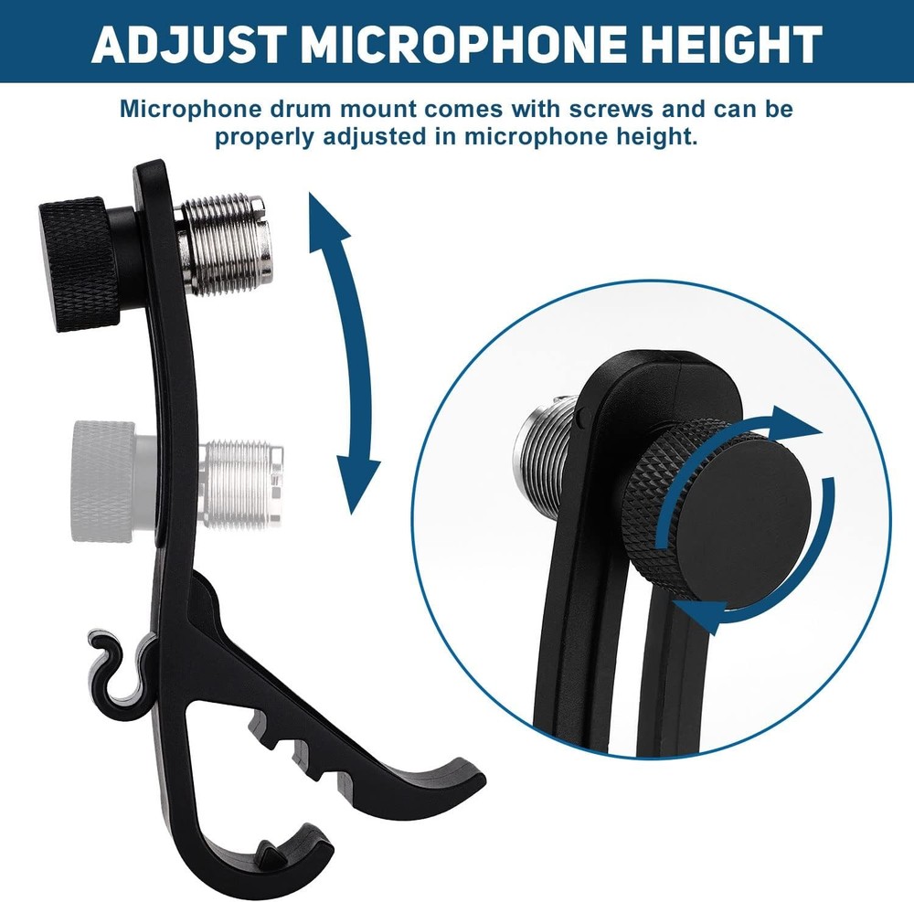 Facmogu 2PCS Drum Microphone Clip, Adjustable Mic Mount Clamp Holder Mic...