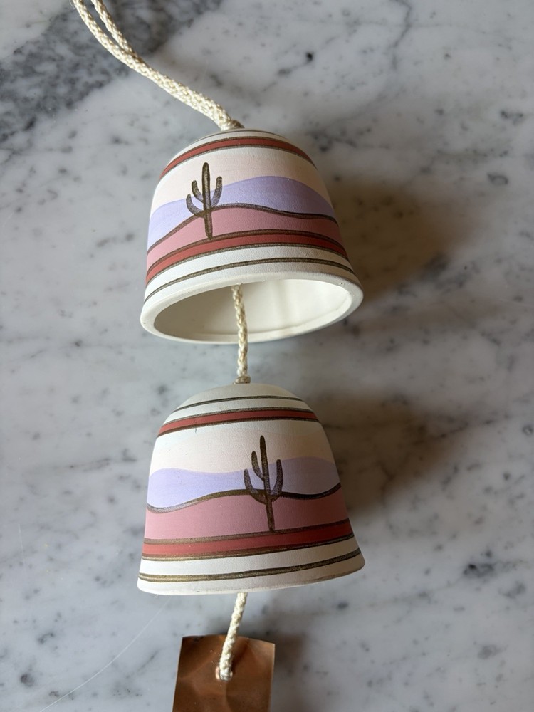 Ceramic Southwestern Wind Chime, Cactus Design, Multicolor, Desert Theme