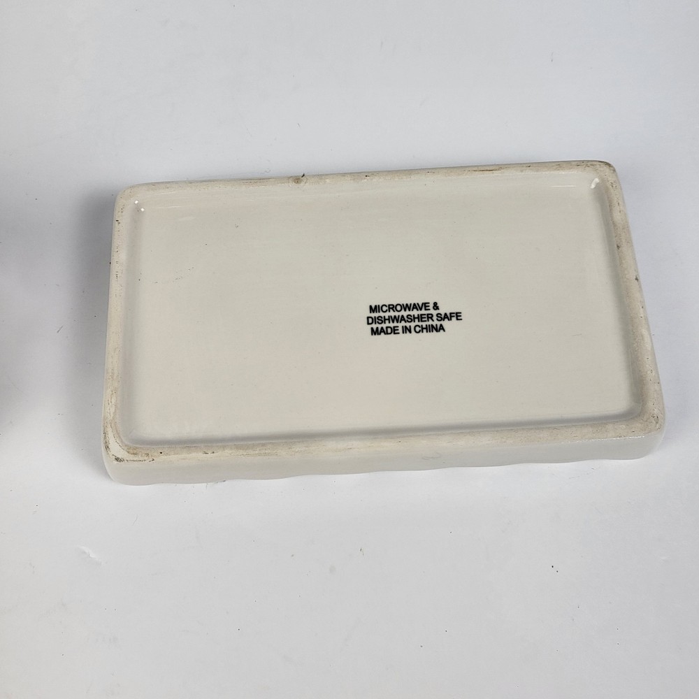 Vintage Country Cottage Core DOT Ceramic Butter Dish Rectangle
