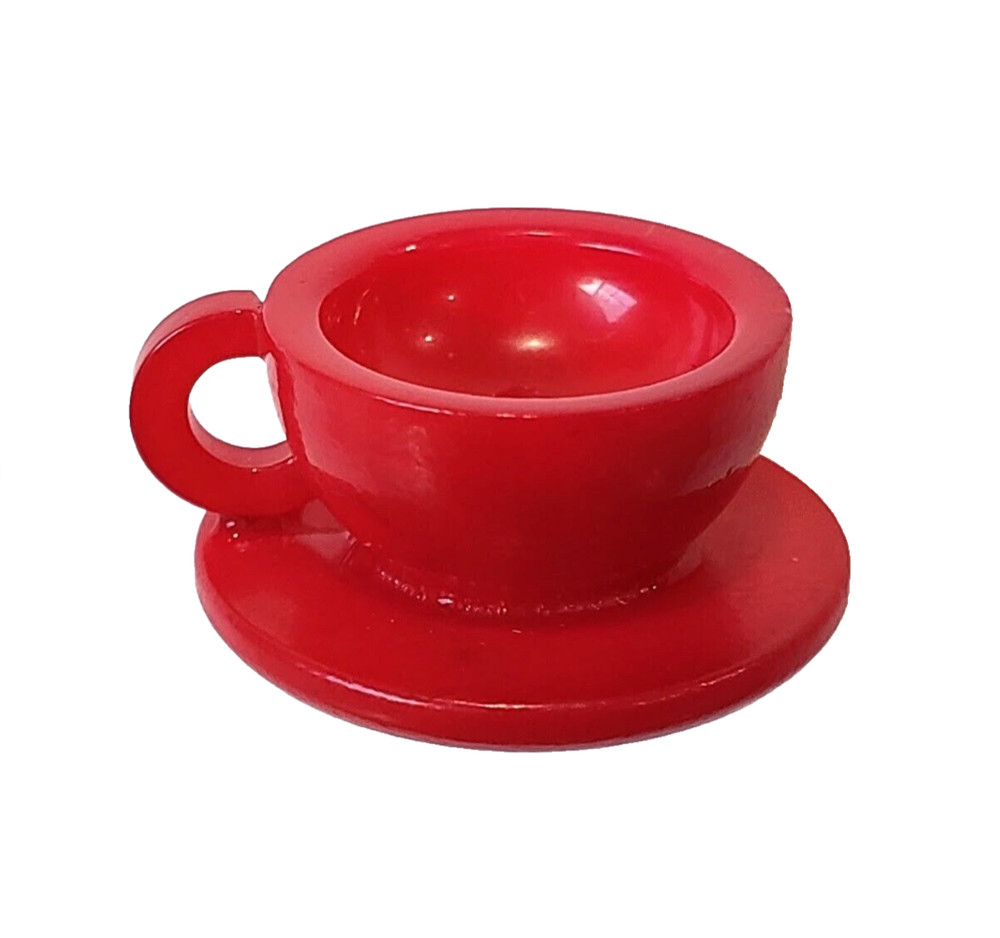 Red Celluloid Tea or Coffee Cup Vintage Realistic Button