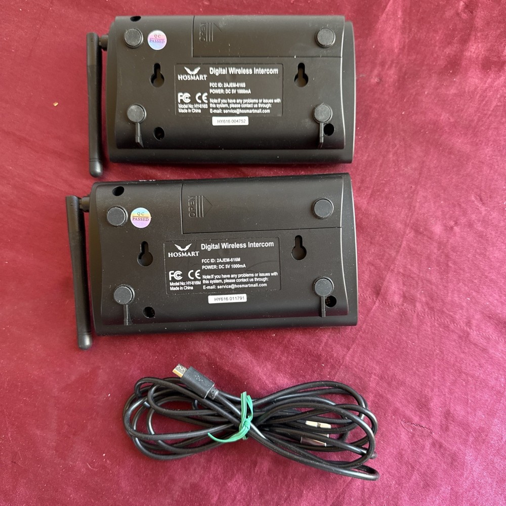 2x Hosmart HY-616S Full Duplex Digital Wireless Intercom System Two Way