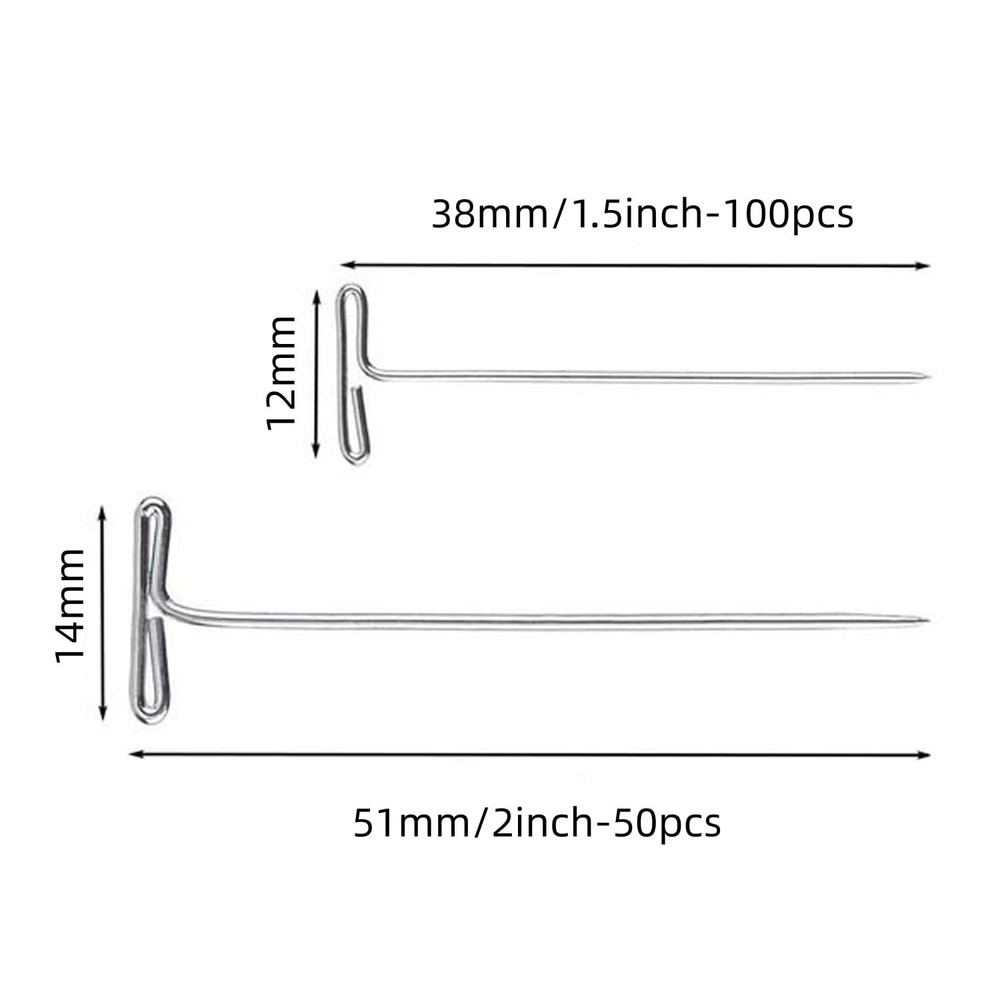 150 Pcs T Pins Sewing Pins for Blocking Knitting Modelling Wig Making