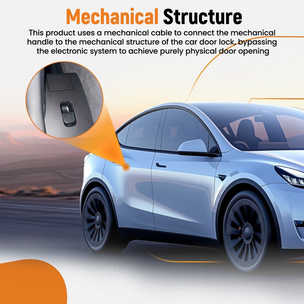 Door Release Handle & Cable Assembly for Tesla Model Y Model 3 2019-2024