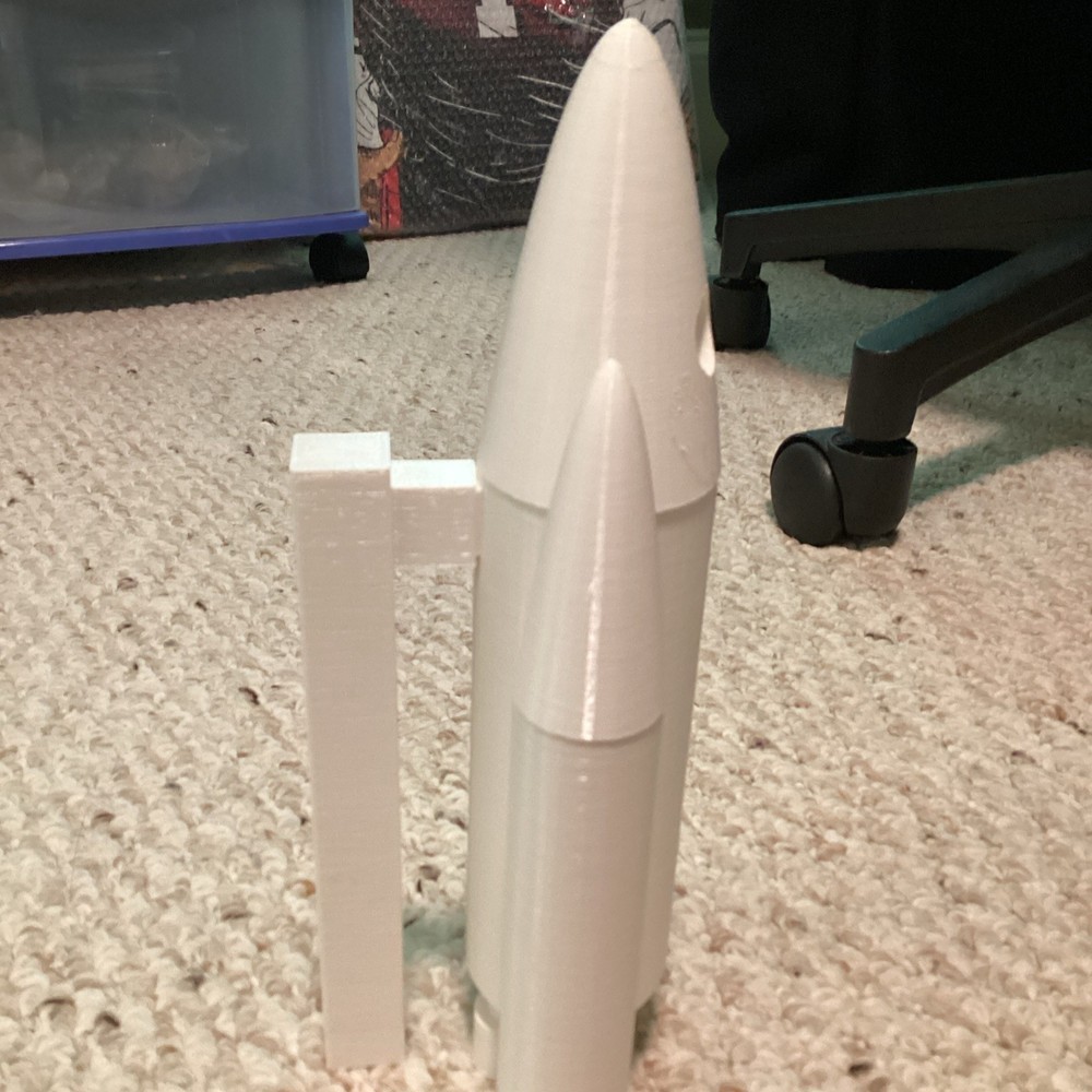 White Plastic Rocket Spacecraft Pre-built Model Over 2in