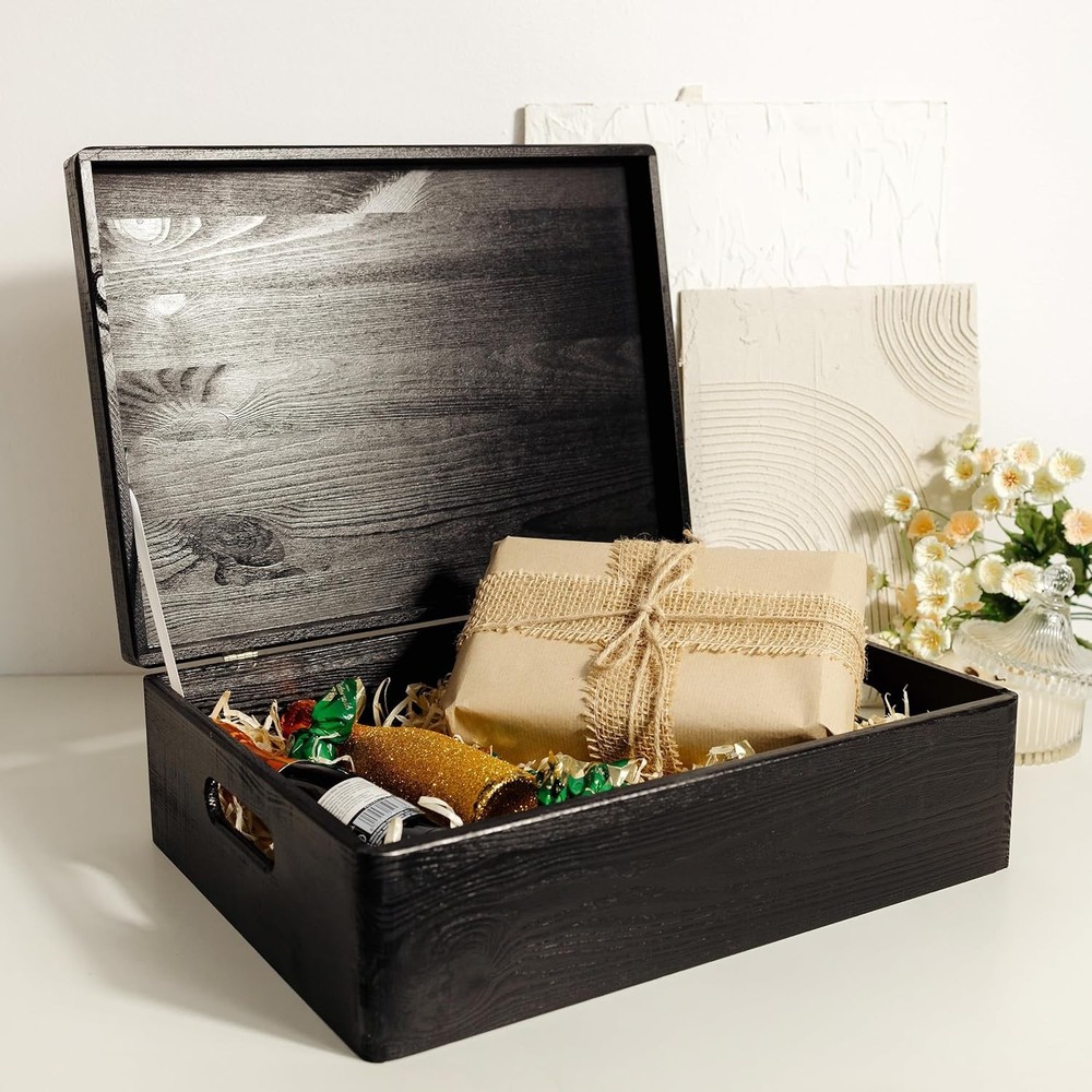 Black Wooden Box XL | Kitchen Document Organizer