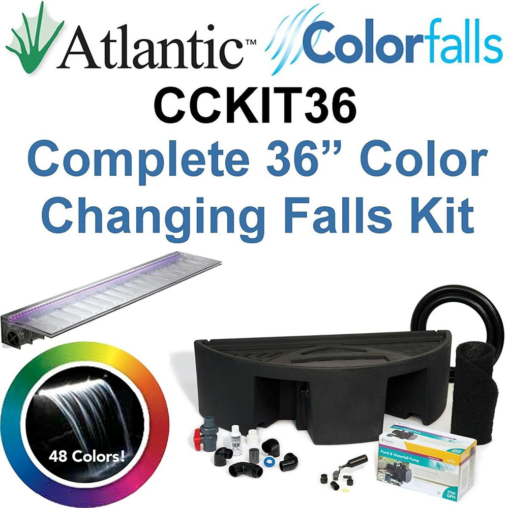 Atlantic Color Falls 36" Complete Formal Pondless Waterfall Kit - Color Changing
