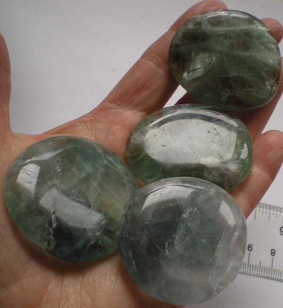 Fluorite - 4 Green Palmstones sc516