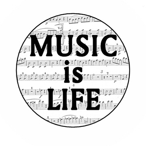 MUSIC IS LIFE pinback button notes sheet punk emo indie