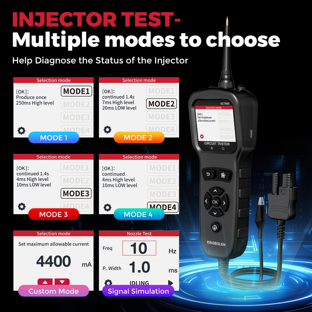 KINGBOLEN ECT600 12V-24V Multi-function Power Circuit Probe Tool Battery Tester