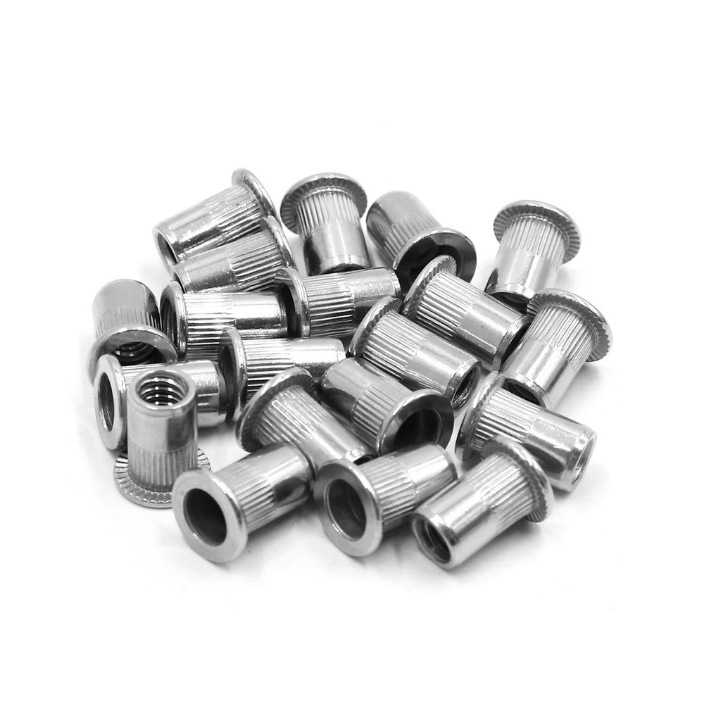 1/4-20Unc Flat Head Nut Rivet Insert Threaded Insert 304 Steel 20Pcs