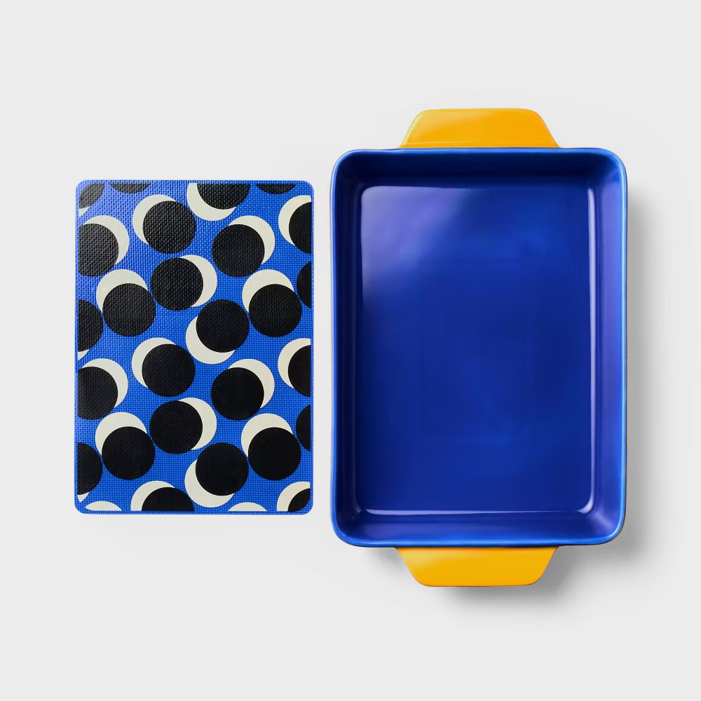 2pc Stoneware Rectangle Baking Dish with Removable Silicone Mat - Tabitha Brown: